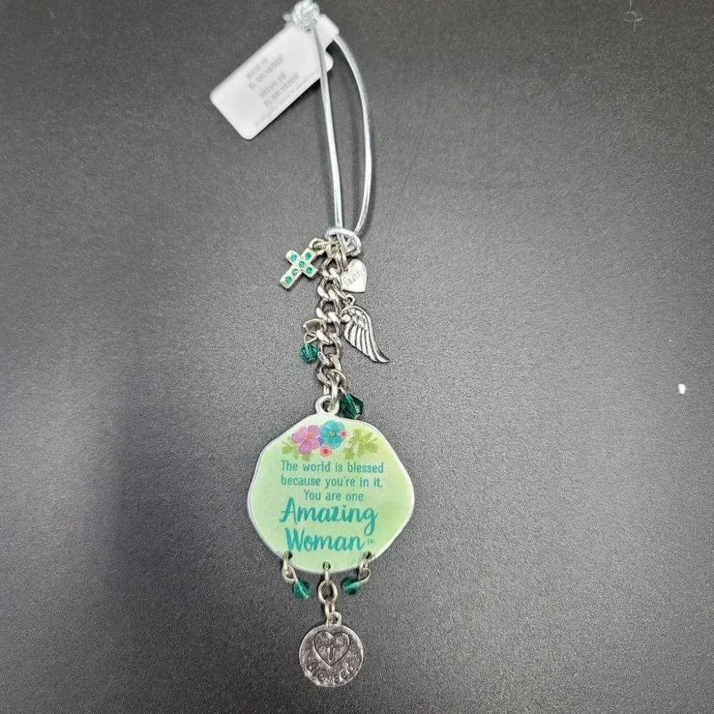 Amazing Woman Car Key Chain Rearview Mirror Hanger Blessed Faith Ring - Picture 1 of 3